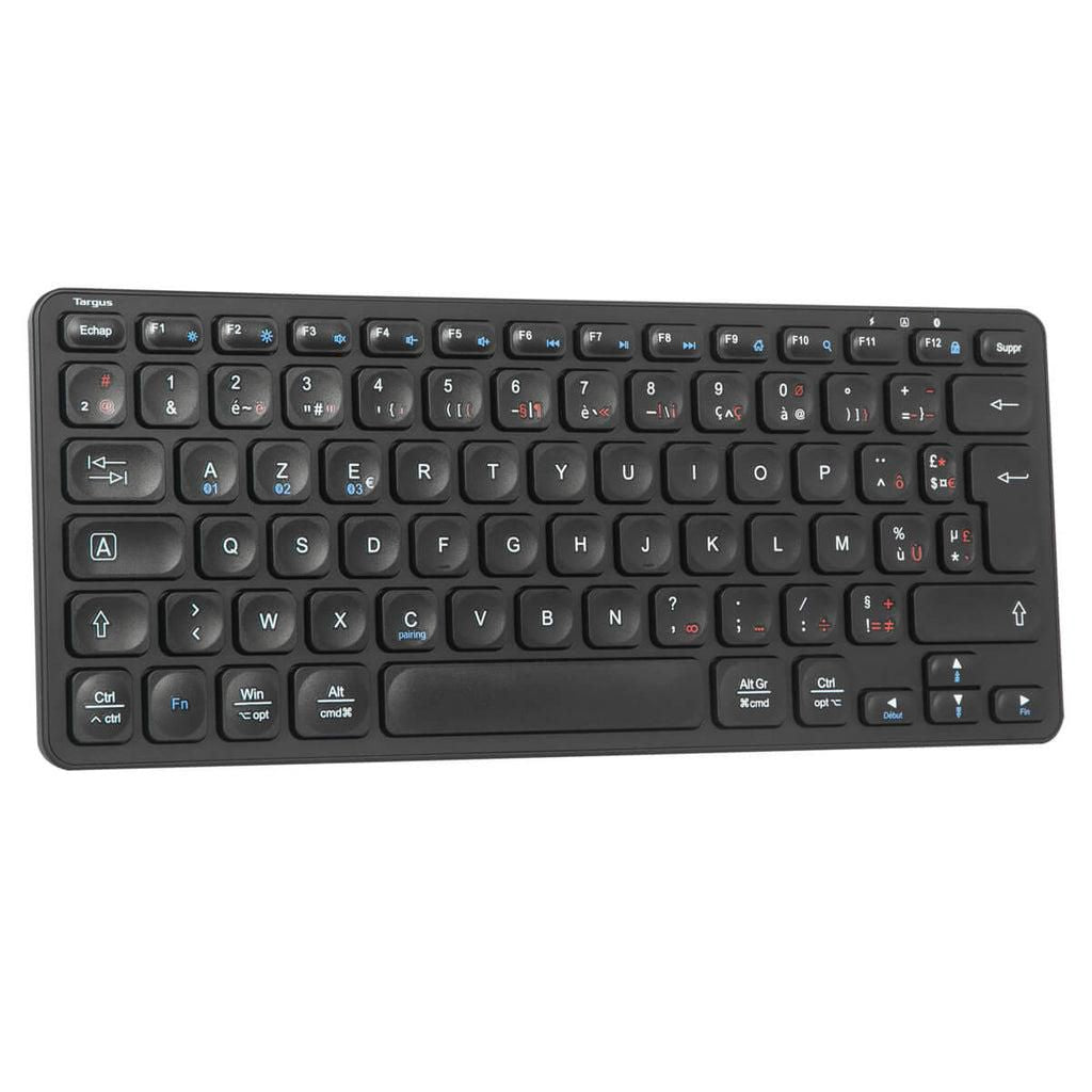 Targus Compact Multi-Device Bluetooth 5.1 Antimicrobial Keyboard – French AZERTY, Black | AKB862FR Keyboard & Mouse Targus