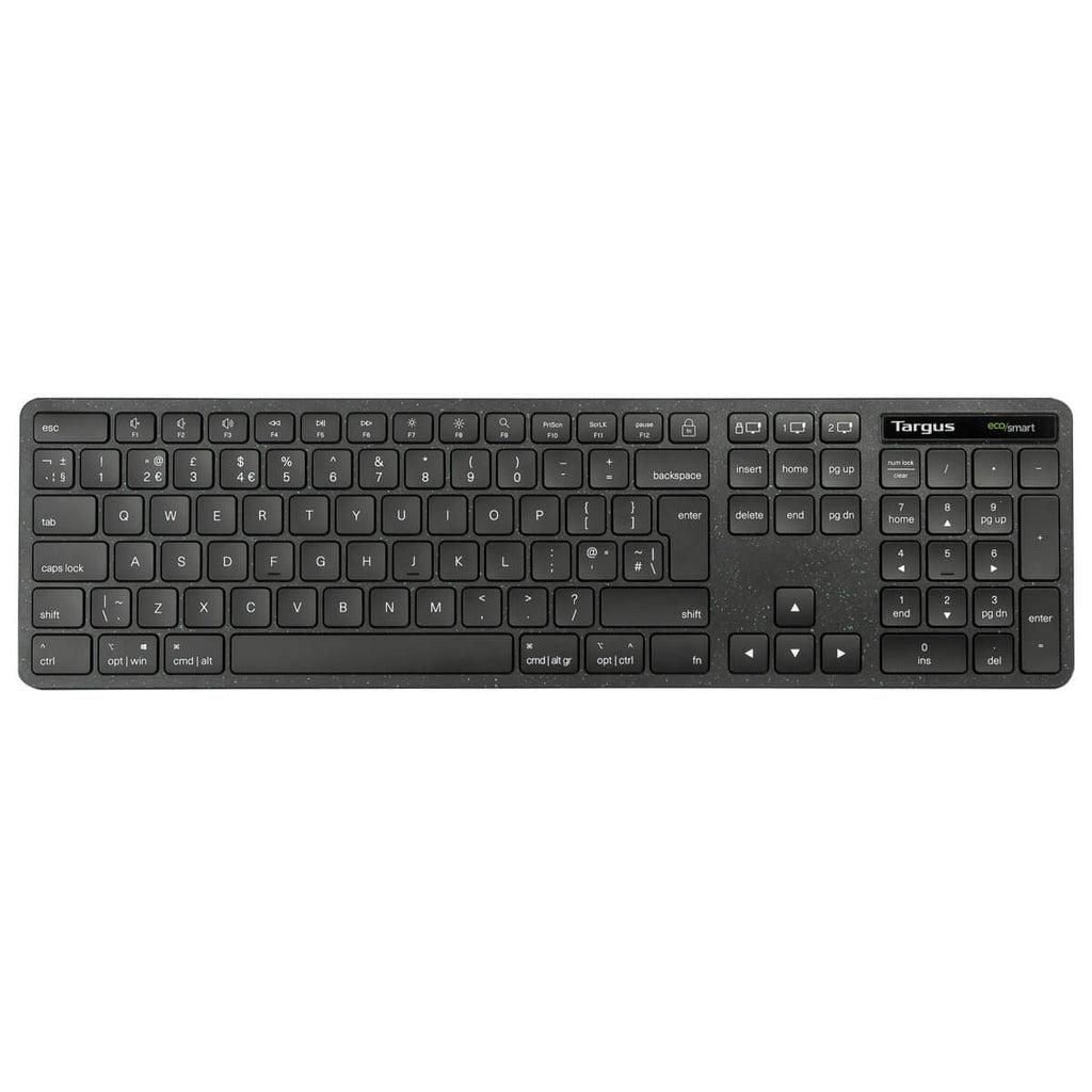 Targus EcoSmart Full-Size Wireless Bluetooth 5.0 & 2.4GHz UK Keyboard – Black | AKB873UK Keyboard & Mouse Targus