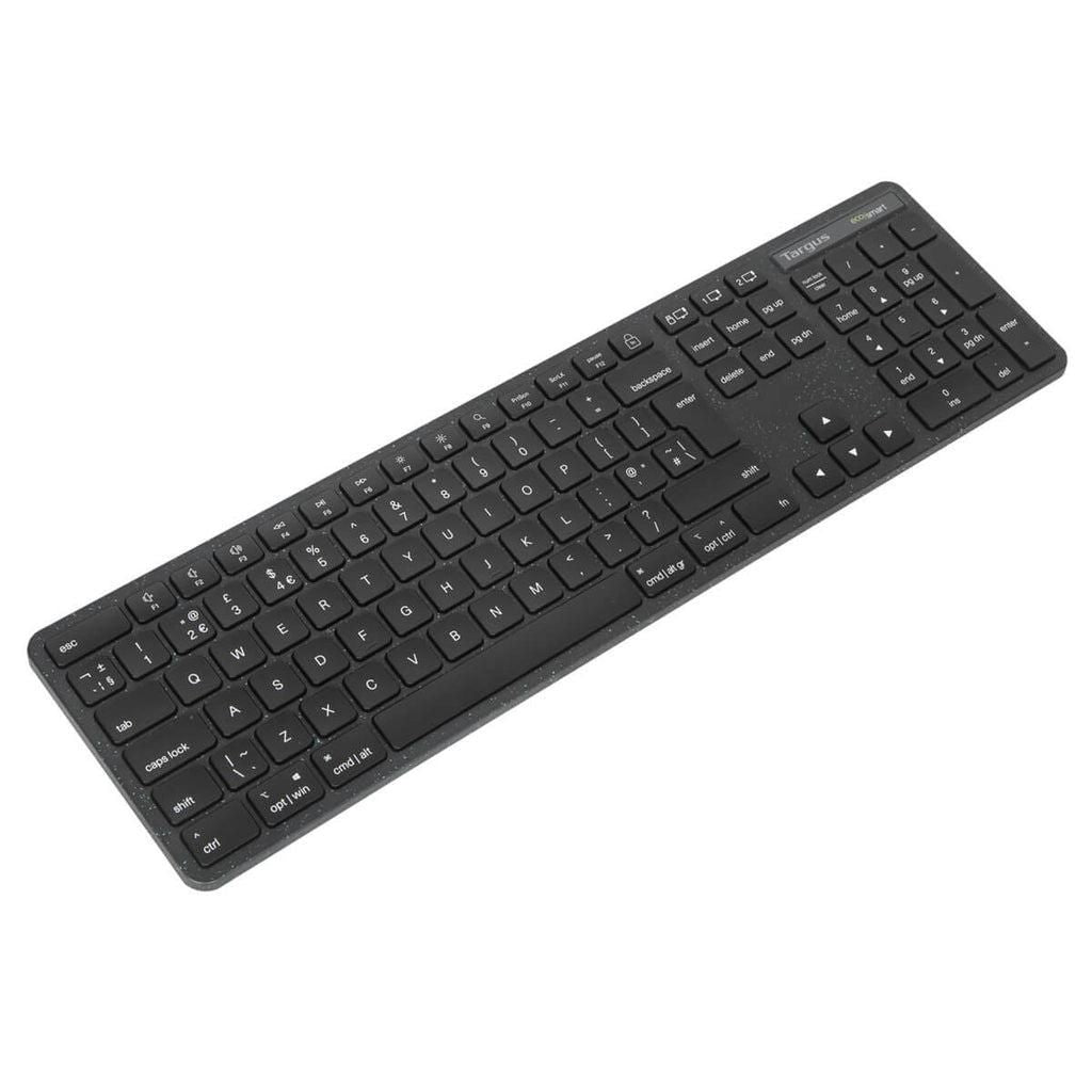 Targus EcoSmart Full-Size Wireless Bluetooth 5.0 & 2.4GHz UK Keyboard – Black | AKB873UK Keyboard & Mouse Targus