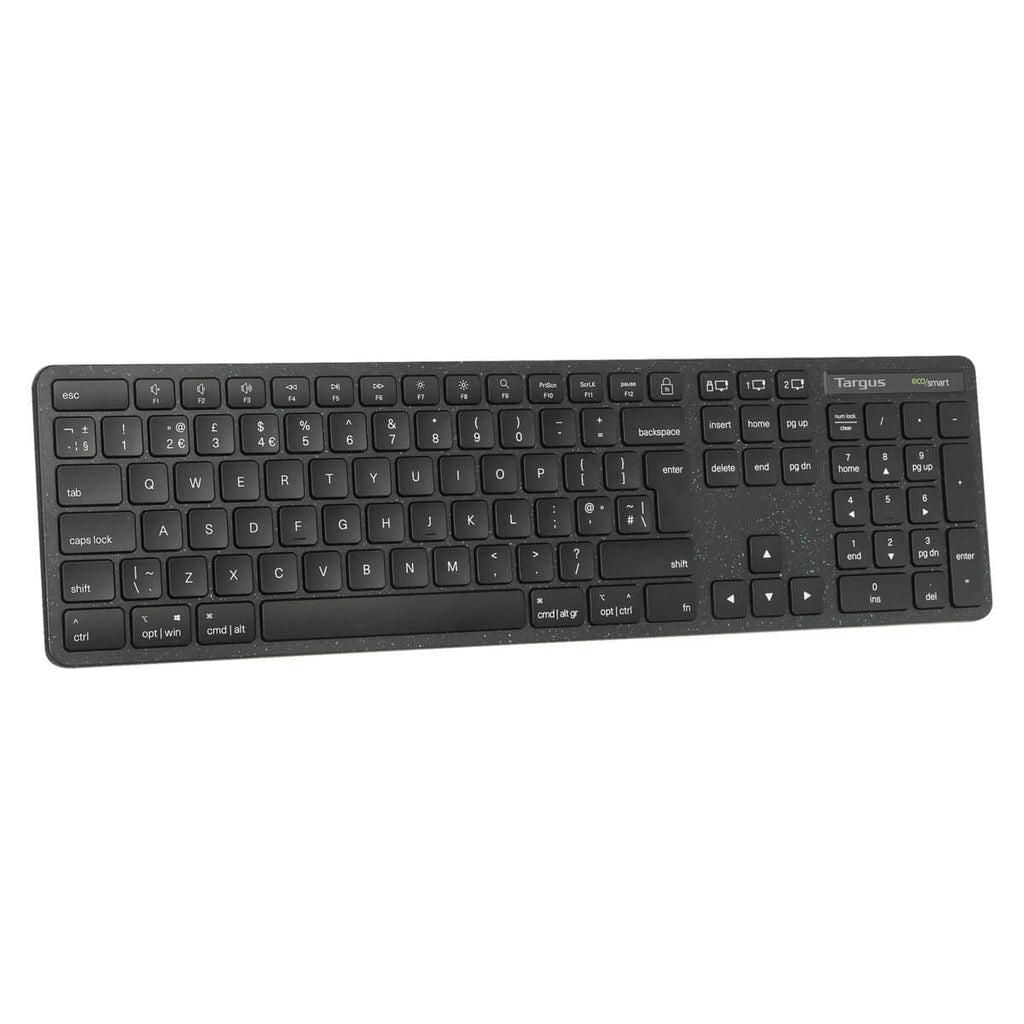 Targus EcoSmart Full-Size Wireless Bluetooth 5.0 & 2.4GHz UK Keyboard – Black | AKB873UK Keyboard & Mouse Targus