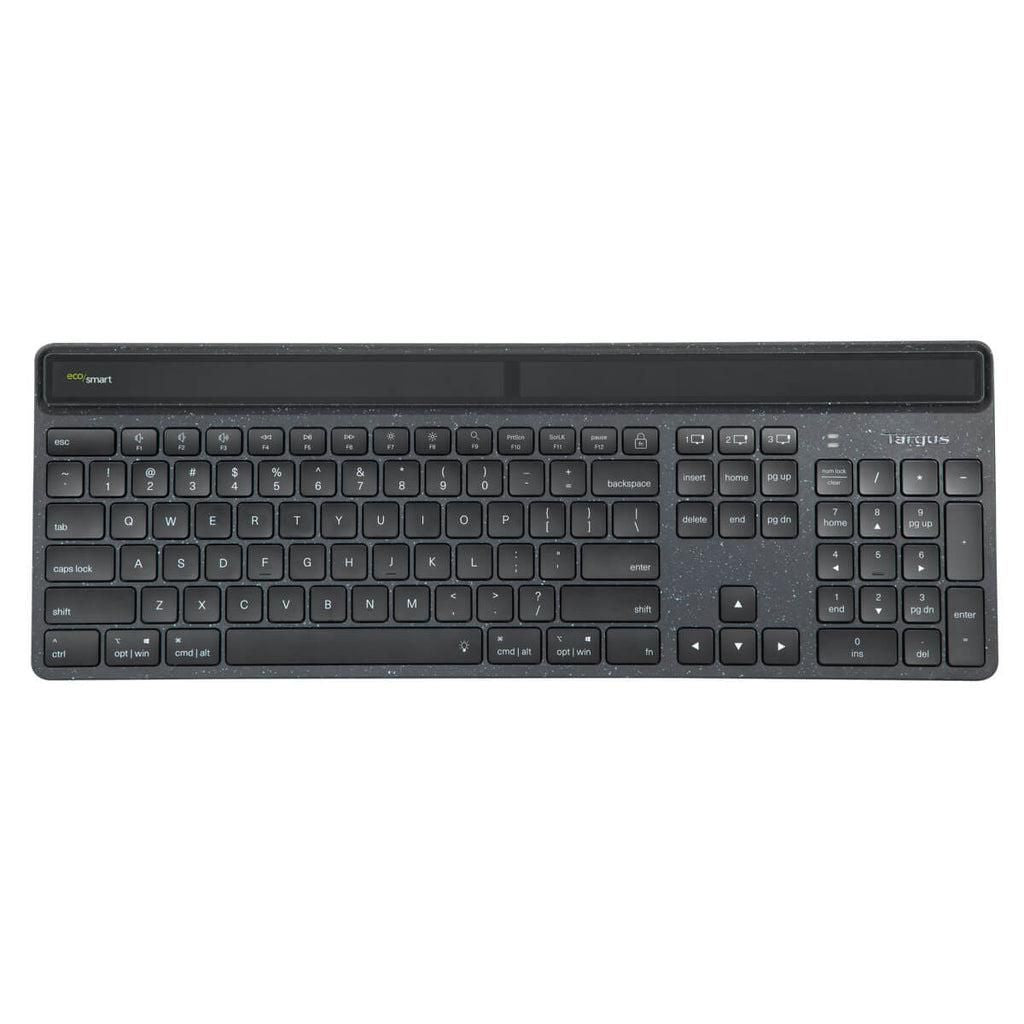 Targus EcoSmart Solar-Powered Bluetooth 5.2 Wireless Keyboard with UK Layout – Black | AKB868UK Keyboard & Mouse Targus