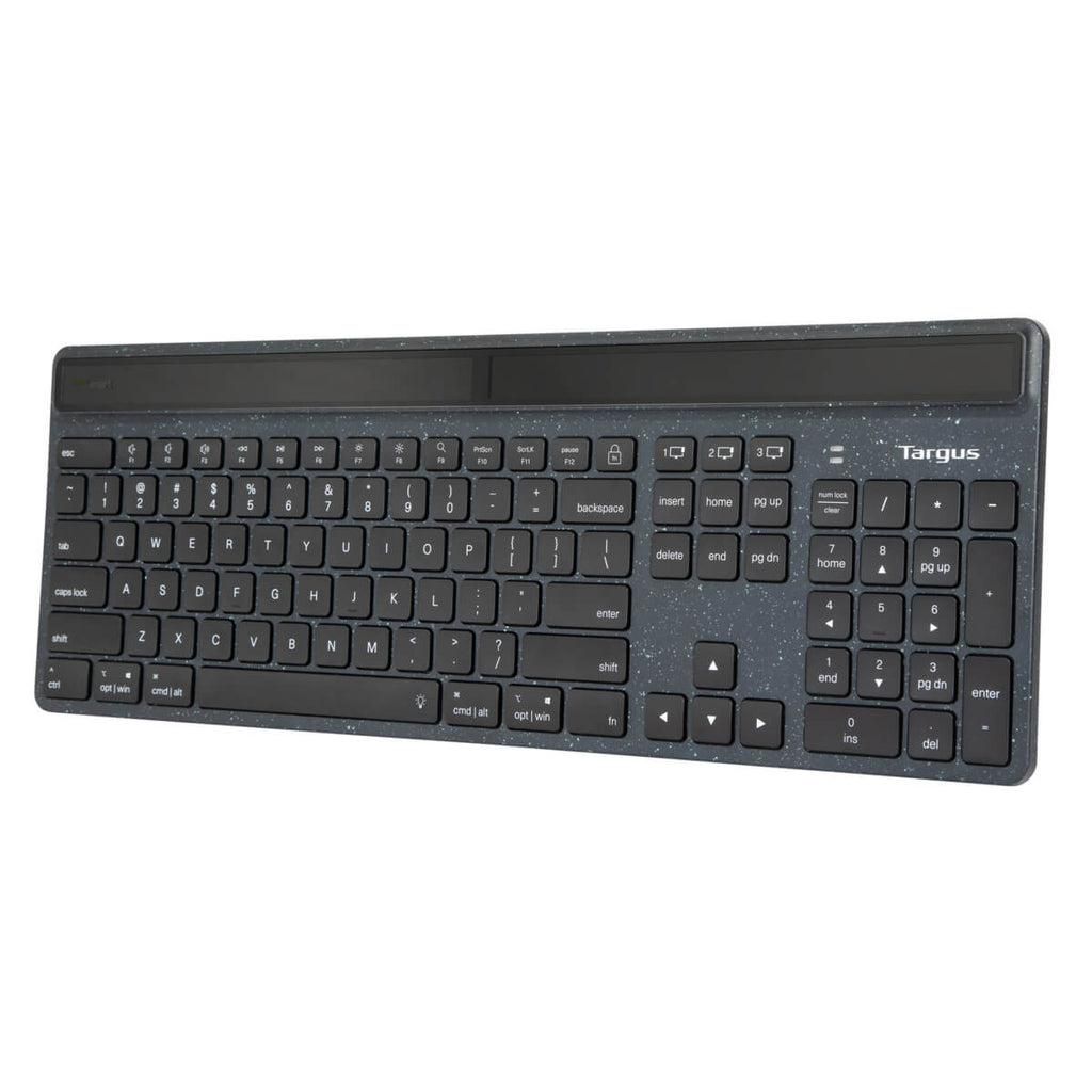 Targus EcoSmart Solar-Powered Bluetooth 5.2 Wireless Keyboard with UK Layout – Black | AKB868UK Keyboard & Mouse Targus