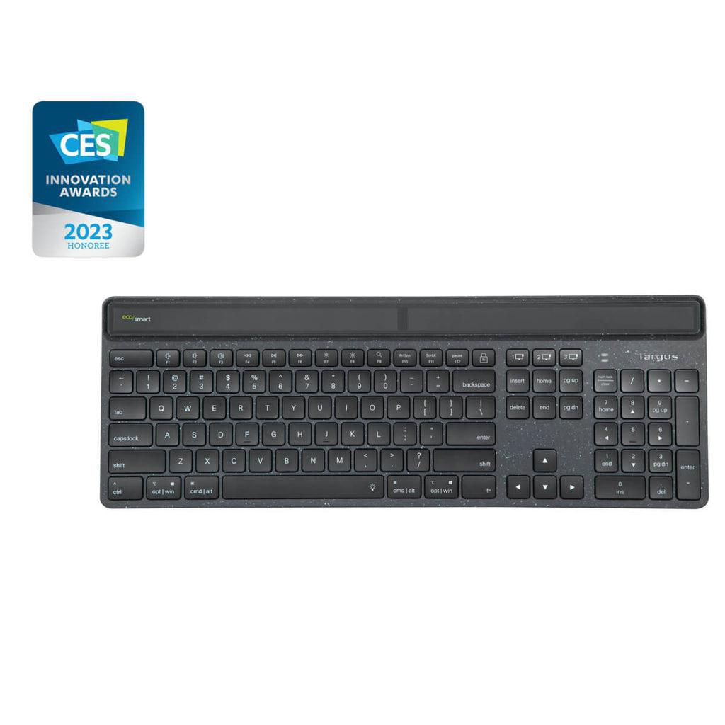 Targus EcoSmart Solar-Powered Bluetooth 5.2 Wireless Keyboard with UK Layout – Black | AKB868UK Keyboard & Mouse Targus