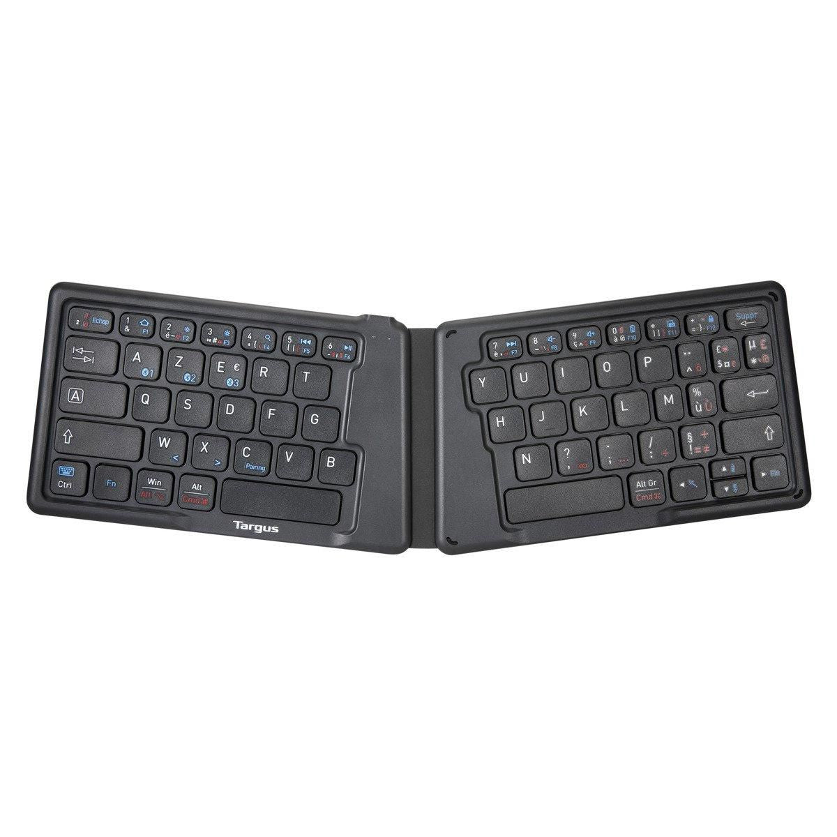 Targus Folding Ergo Bluetooth 5.1 Antimicrobial Keyboard – French AZERTY, Black | AKF003FR Keyboard & Mouse Targus