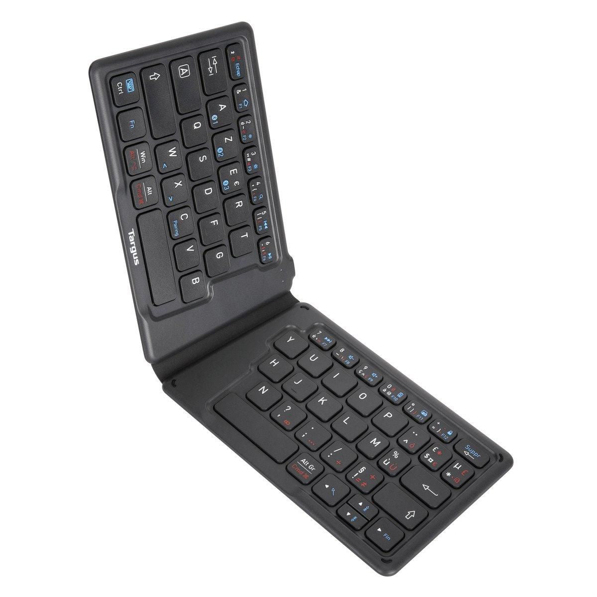 Targus Folding Ergo Bluetooth 5.1 Antimicrobial Keyboard – French AZERTY, Black | AKF003FR Keyboard & Mouse Targus