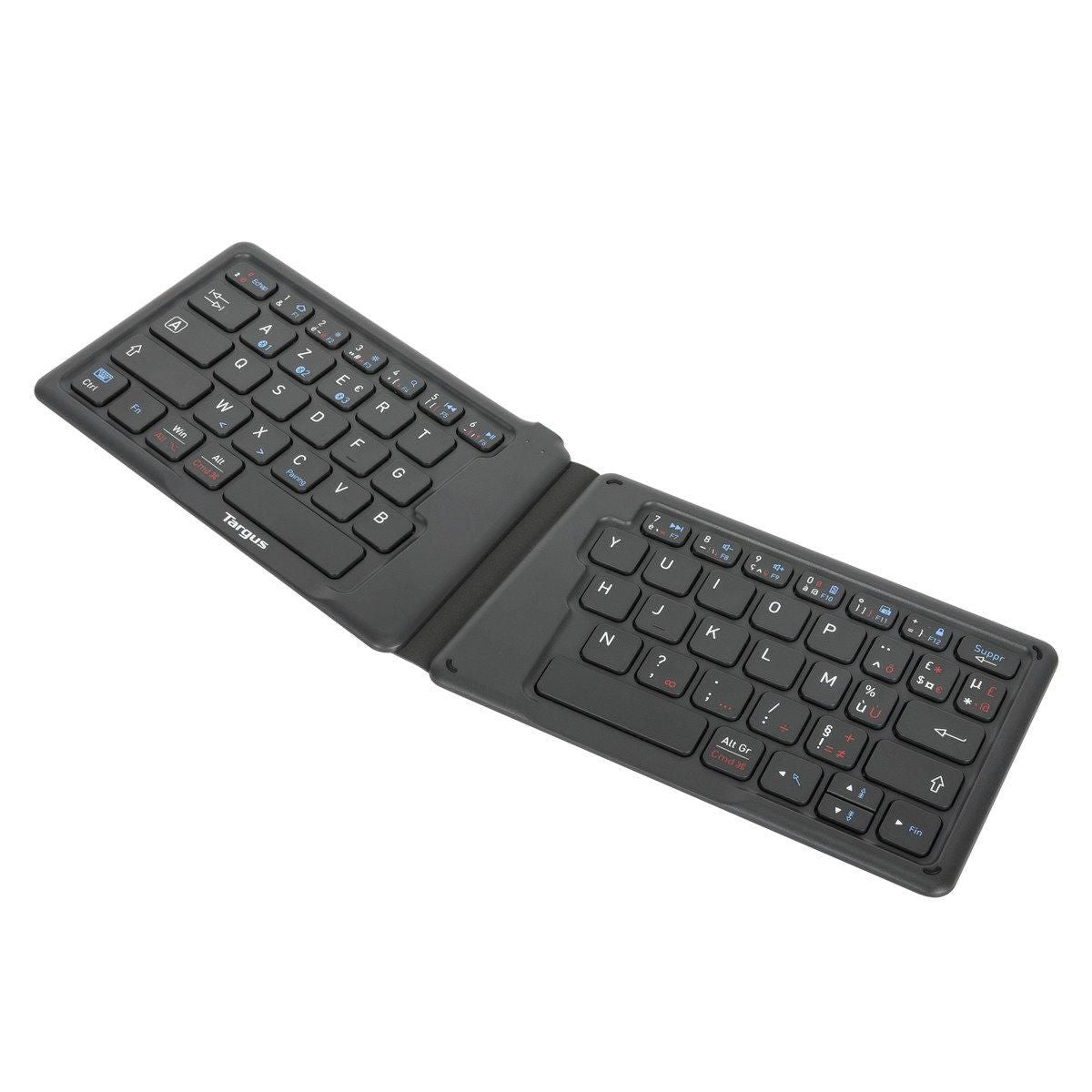 Targus Folding Ergo Bluetooth 5.1 Antimicrobial Keyboard – French AZERTY, Black | AKF003FR Keyboard & Mouse Targus