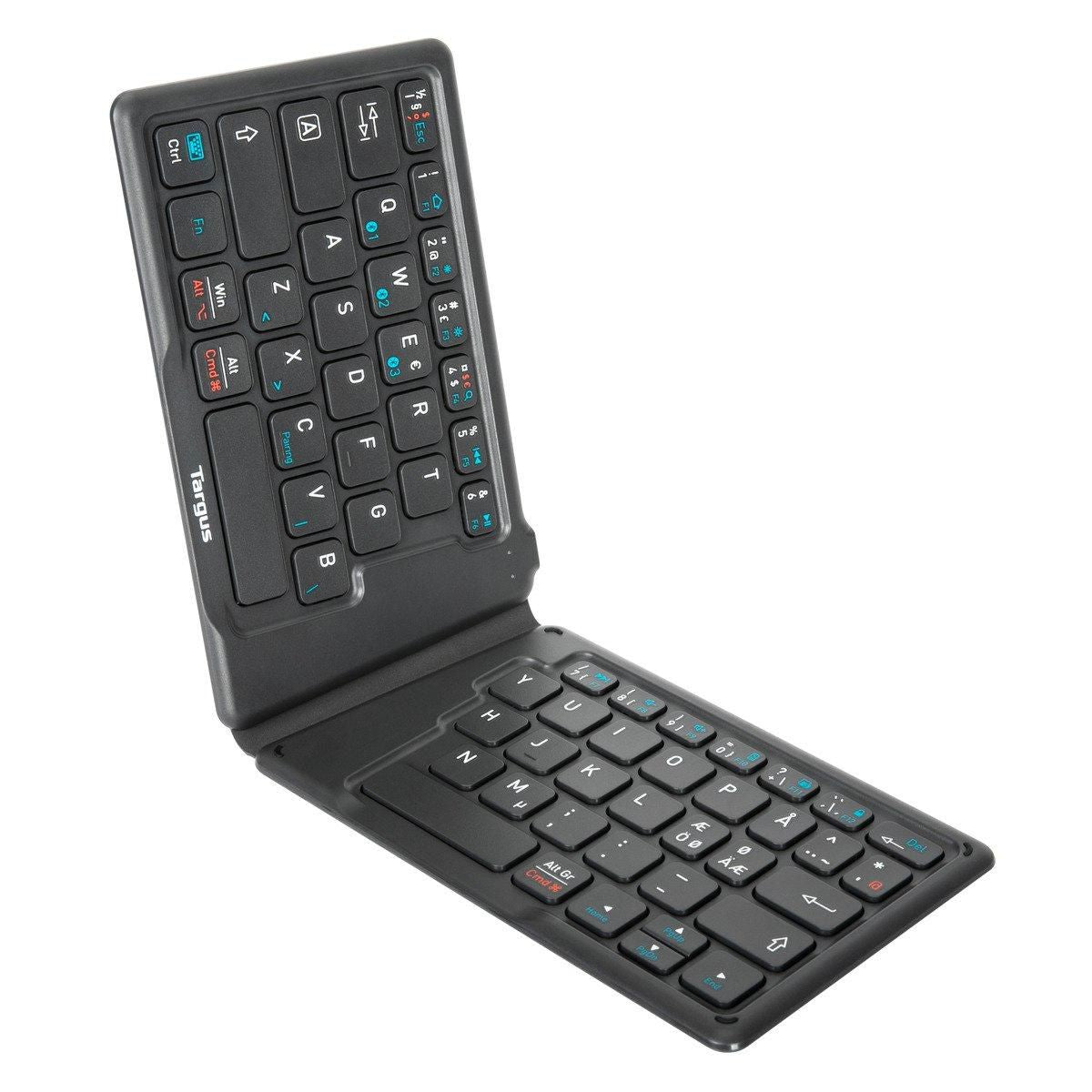 Targus Folding Ergo Wireless Bluetooth 5.1 Keyboard with Antimicrobial Protection – Nordic, Black | AKF003NO Keyboard & Mouse Targus
