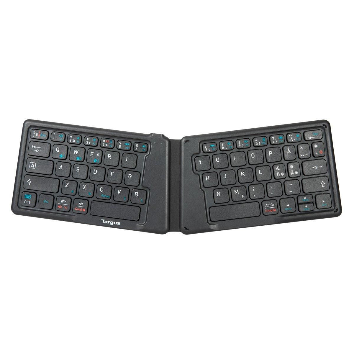 Targus Folding Ergo Wireless Bluetooth 5.1 Keyboard with Antimicrobial Protection – Nordic, Black | AKF003NO Keyboard & Mouse Targus