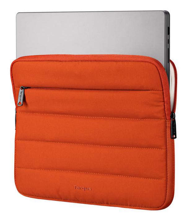 Targus Puffer 13–14" Laptop Sleeve with Plush Lining & Front Pocket – Orange | TBS97608GL Bag & Case Targus