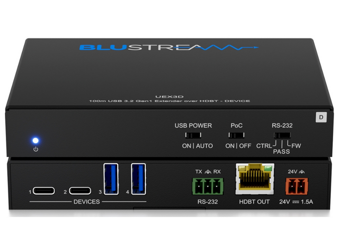 BluStream USB 3.2 Gen1 HDBaseT™ Extender - Device | UEX3D AV Extender BluStream