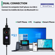 Yealink UH38DUAL-TEAMS Dual Ear Teams Approved Premium USB-A & Bluetooth Headset Headset Yealink