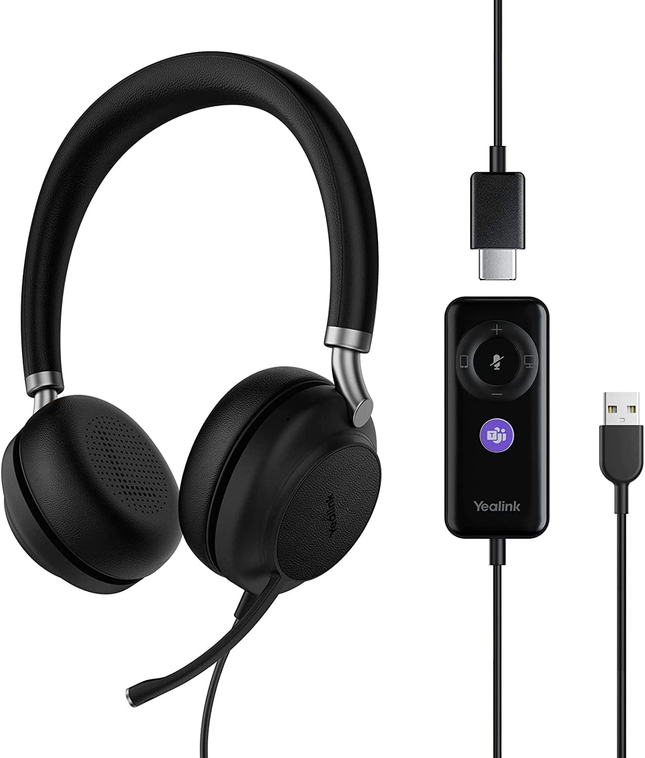 Yealink UH38DUAL-TEAMS Dual Ear Teams Approved Premium USB-A & Bluetooth Headset Headset Yealink