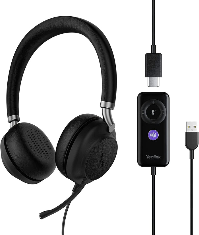 Yealink UH38DUAL-TEAMS Dual Ear Teams Approved Premium USB-A & Bluetooth Headset Headset Yealink