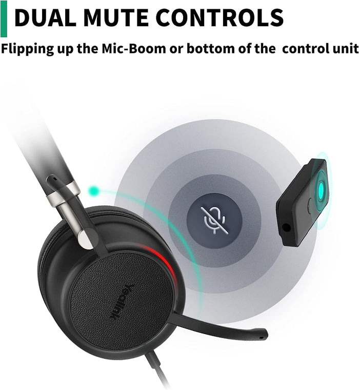 Yealink UH38DUAL-TEAMS Dual Ear Teams Approved Premium USB-A & Bluetooth Headset Headset Yealink