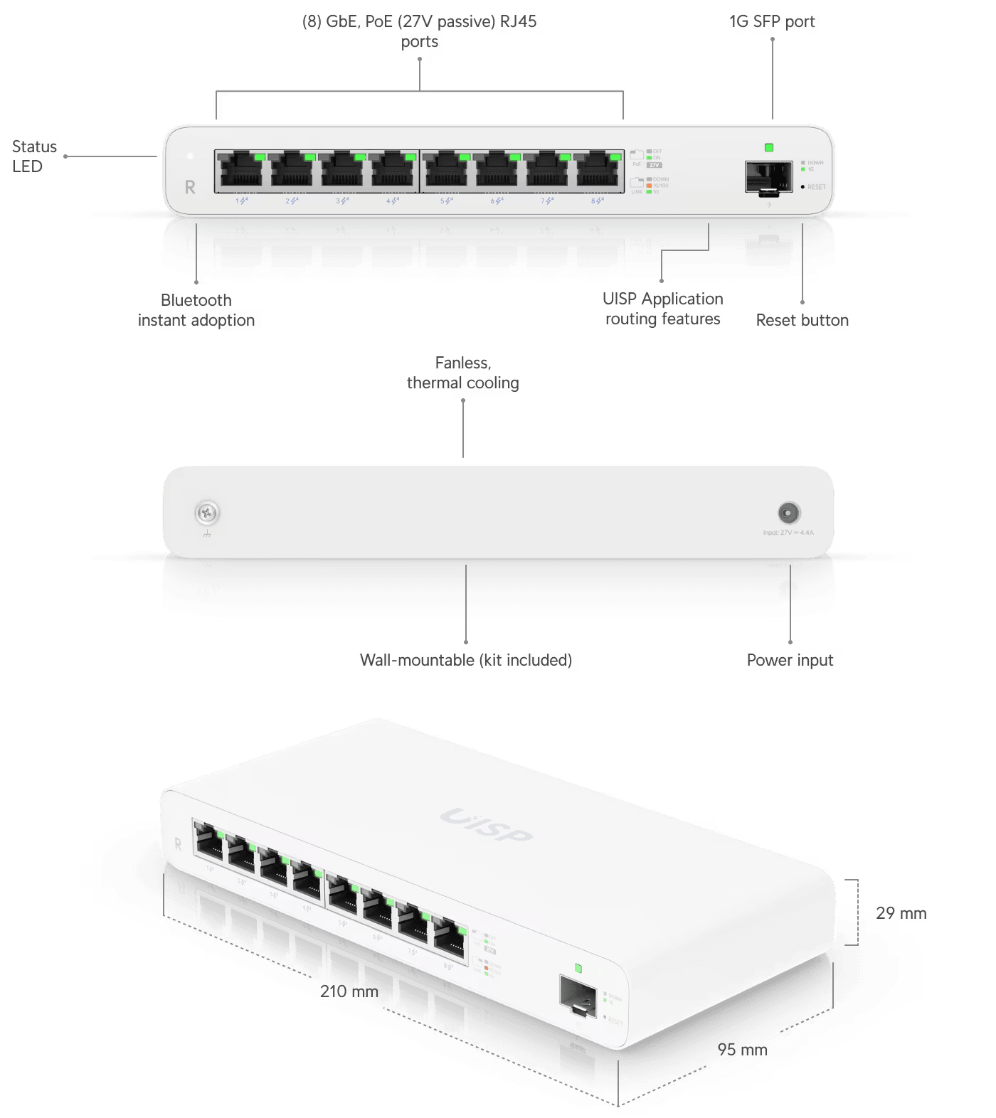 Ubiquiti Networks UISP Wired Router Gigabit Ethernet White | UISP-R-EU Wired Router Ubiquiti