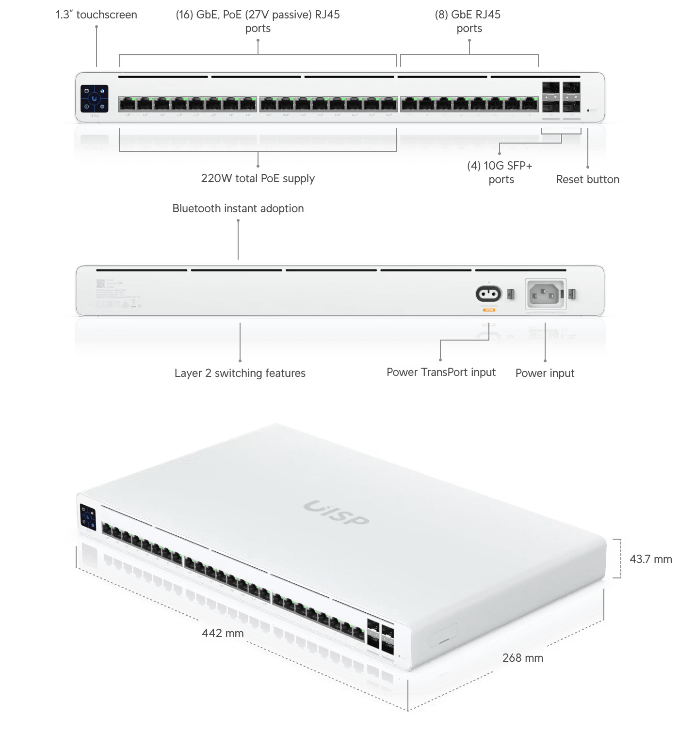 Ubiquiti Network Switch Managed L2 Gigabit Ethernet (10/100/1000) PoE White | UISP-S-PRO-EU Network Switch Ubiquiti
