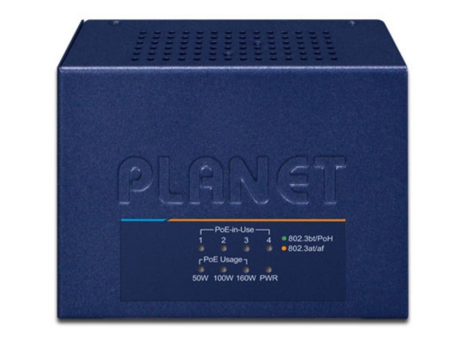 Planet 4-Port Multi-Gigabit 802.3bt PoE++ Injector Hub (160 Watts) | UPOE-400 Planet Network Switches Planet