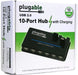 Plugable USB2-HUB10C2-EU USB Hub 10 Port - USB 2.0 with 20W Power Adapter and Two Flip-Up Ports