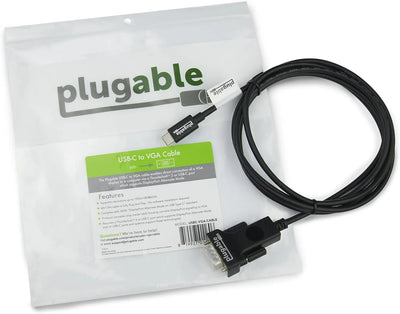 Plugable Technologies USBC-VGA-CABLE USB Graphics Adapter 1920 x 1080 Pixels Black Adapter Cables Plugable