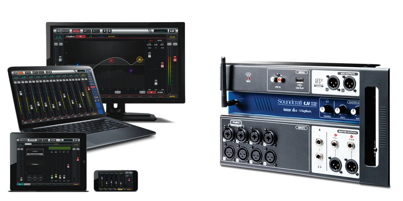 Soundcraft Ui12 12-Channel Digital Mixer With Wireless Control | 5056215 Audio Mixer Soundcraft