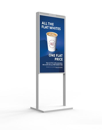55" White Double-Sided Ultra High Brightness Digital Display | 3500 cd/m² Floor Standing Signage High Brightness Digital Signage ScreenMoove