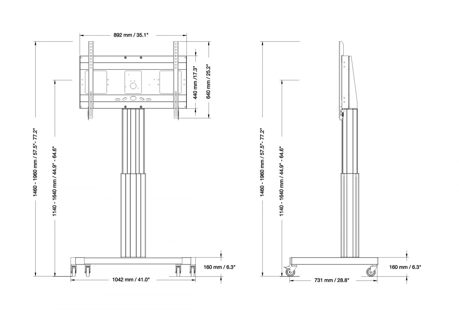 ViewSonic VB-CNM-001 Motorised Height Adjustable Trolley For 42"-100" Displays Motorised Trolley ViewSonic