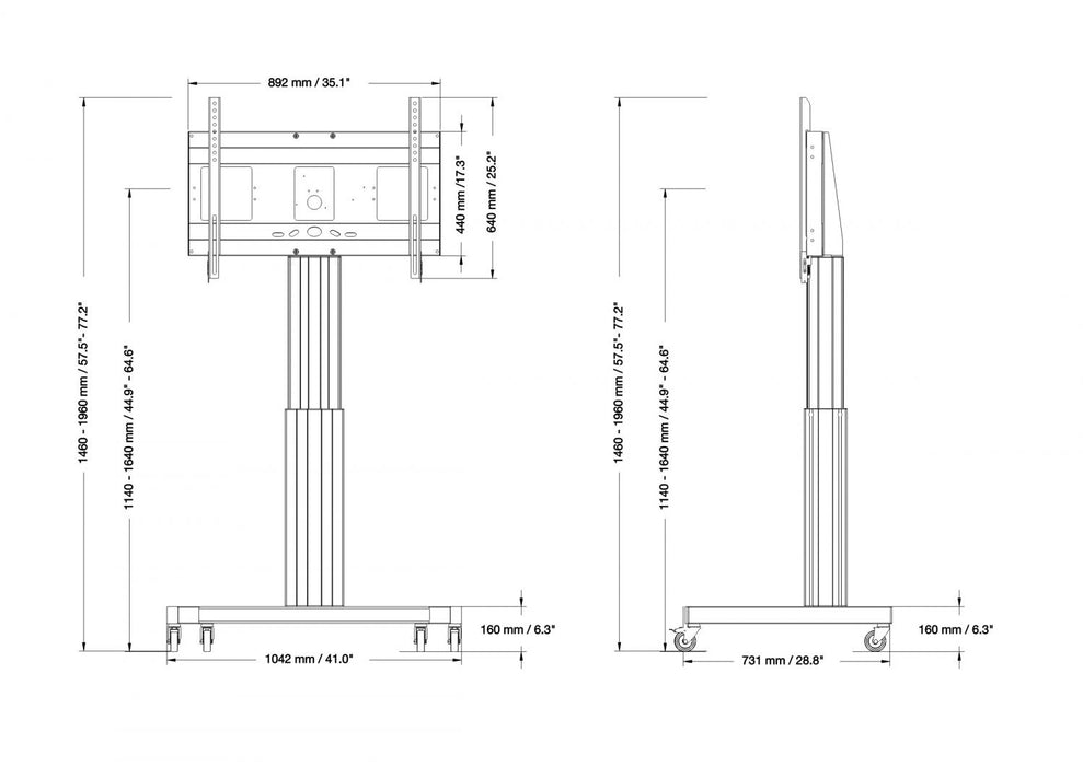 ViewSonic VB-CNM-001 Motorised Height Adjustable Trolley For 42"-100" Displays ViewSonic Multimedia Carts & Stands ViewSonic