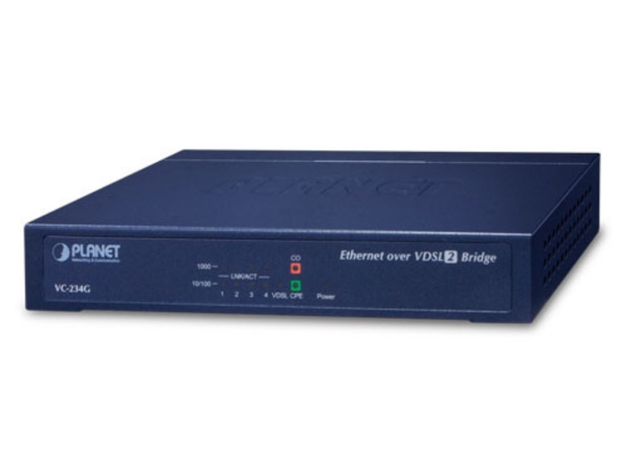 Planet 4-Port 10/100/1000T Ethernet to VDSL2 Bridge - 30a profile w/ G.vectoring, RJ11 | VC-234G Network Bridge Planet