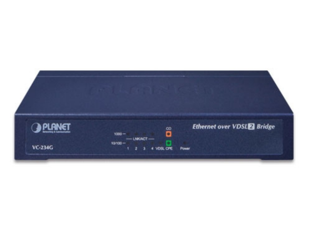 Planet 4-Port 10/100/1000T Ethernet to VDSL2 Bridge - 30a profile w/ G.vectoring, RJ11 | VC-234G Network Bridge Planet