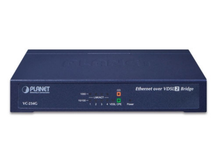 Planet 4-Port 10/100/1000T Ethernet to VDSL2 Bridge - 30a profile w/ G.vectoring, RJ11 | VC-234G Network Bridge Planet