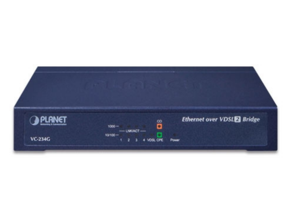 Planet 4-Port 10/100/1000T Ethernet to VDSL2 Bridge - 30a profile w/ G.vectoring, RJ11 | VC-234G Planet Bridges & Repeaters Planet