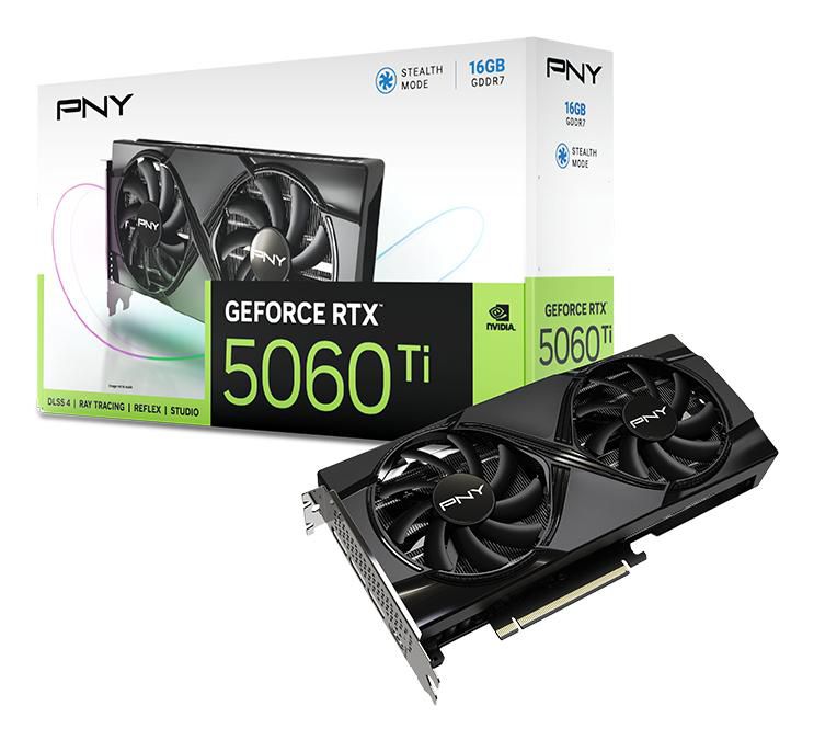 PNY GeForce RTX 5060 Ti Dual Fan 16GB GDDR7 Graphics Card | VCG5060T16DFXPB1