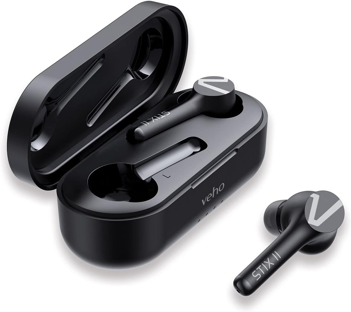 Veho STIX II True Wireless Earphones Carbon Black | VEP-210-STIX2-B Headset Veho