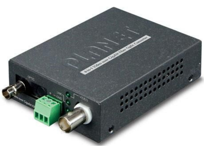 Planet 1-Channel 4-in-1 Video over Gigabit Fiber Bundle Kit (VF-101G-T + VF-101G-R) | VF-101G-KIT Video Signal Converter Planet