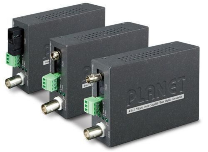 Planet 1-Channel 4-in-1 Video over Gigabit Fiber Bundle Kit (VF-101G-T + VF-101G-R) | VF-101G-KIT Video Signal Converter Planet