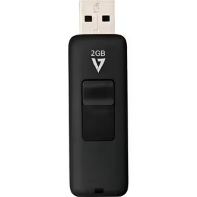 V7 2GB Flash Drive USB 2.0 Black 10MB/S Read 2.5MB/S Write - VF22GAR-3E V7 USB Flash Drive V7