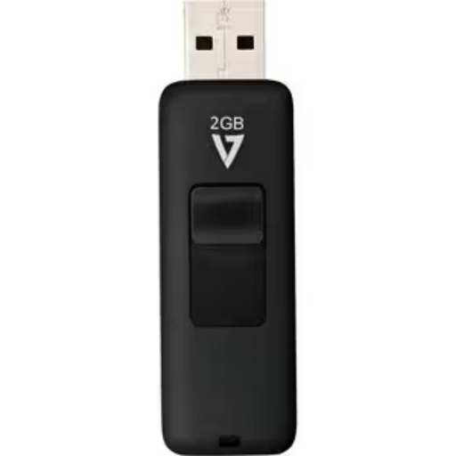 V7 2GB Flash Drive USB 2.0 Black 10MB/S Read 2.5MB/S Write - VF22GAR-3E