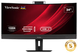 ViewSonic VG3457CV 34" UWQHD 21:9 Curved Video Conferencing Docking Monitor