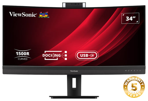 ViewSonic VG3457CV 34" UWQHD 21:9 Curved Video Conferencing Docking Monitor Desktop Monitor ViewSonic