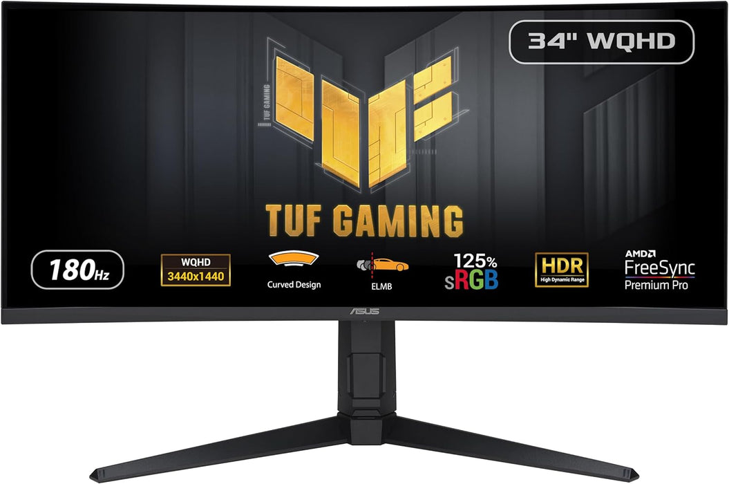 Asus TUF Gaming 34" WQHD Ultra-wide Curved 180Hz Gaming Monitor | VG34VQL3A