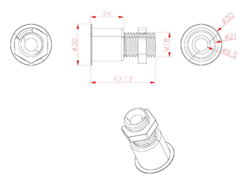 Vivolink Desk Cable Grommet, Black Aluminum, 24mm Cutout for Up to 35mm Desk Plates | VLDG24-B Cable Organizers Vivolink