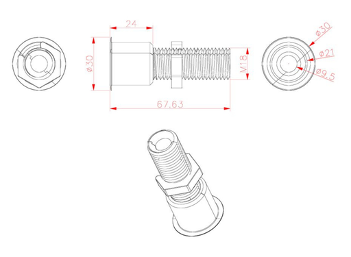 Vivolink Desk Cable Grommet, Black Aluminum, Large for Up to 55mm Desk Plates | VLDG24L-B Cable Organizers Vivolink