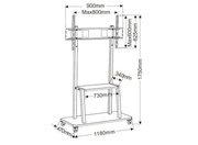 Vivolink Pro Mobile TV Stand For Large Displays, Max 150kg | VLFS4290 Mobile Trolley Vivolink