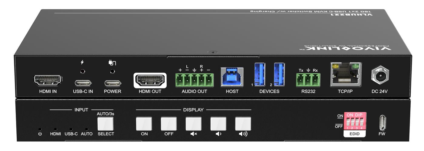 Vivolink 4K 2x1 Meeting Room HUB + Switcher w/soft Codec & CEC | VLHUB221 Adapter / Converter Vivolink