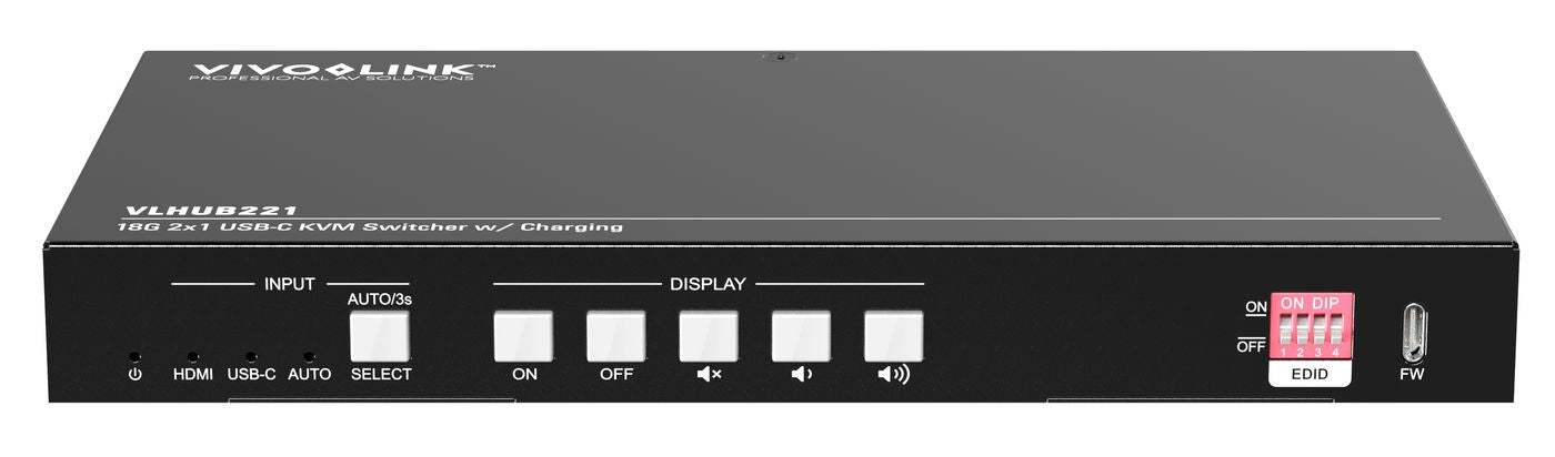 Vivolink 4K 2x1 Meeting Room HUB + Switcher w/soft Codec & CEC | VLHUB221 Adapter / Converter Vivolink