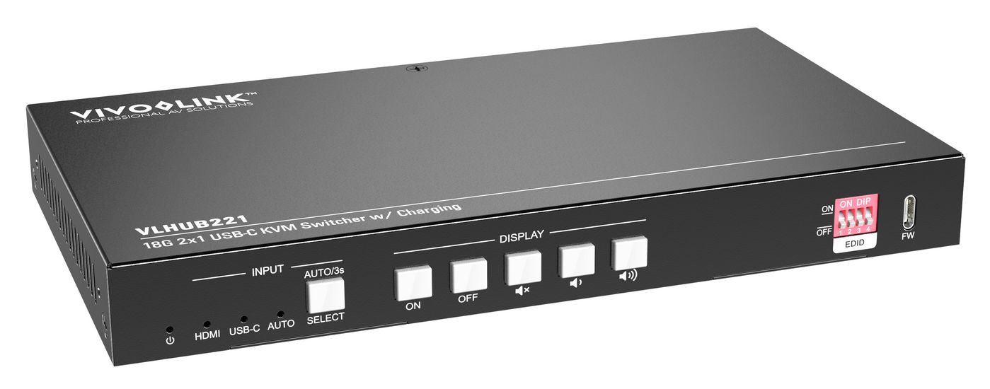 Vivolink 4K 2x1 Meeting Room HUB + Switcher w/soft Codec & CEC | VLHUB221 Adapter / Converter Vivolink