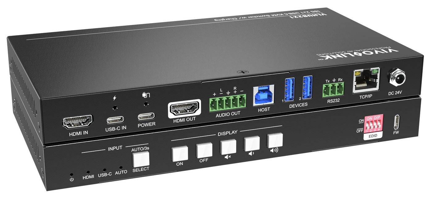 Vivolink 4K 2x1 Meeting Room HUB + Switcher w/soft Codec & CEC | VLHUB221 Adapter / Converter Vivolink