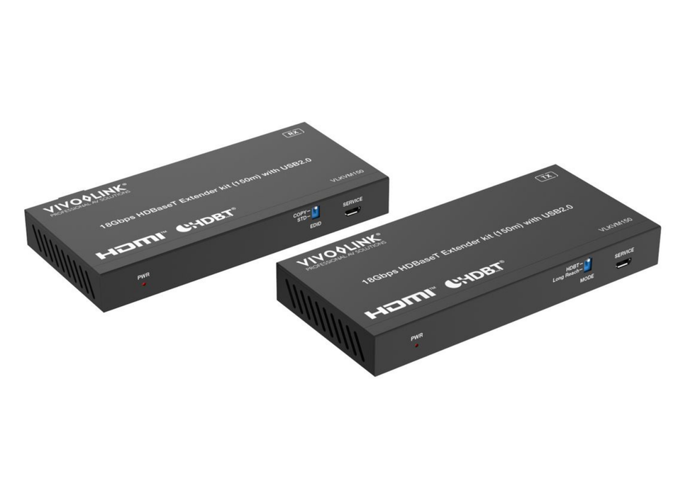 Vivolink 18Gbps HDBaseT KVM Extender Kit 4K60 (150m) with USB 2.0 | VLKVM150 Vivolink KVM Extender Vivolink