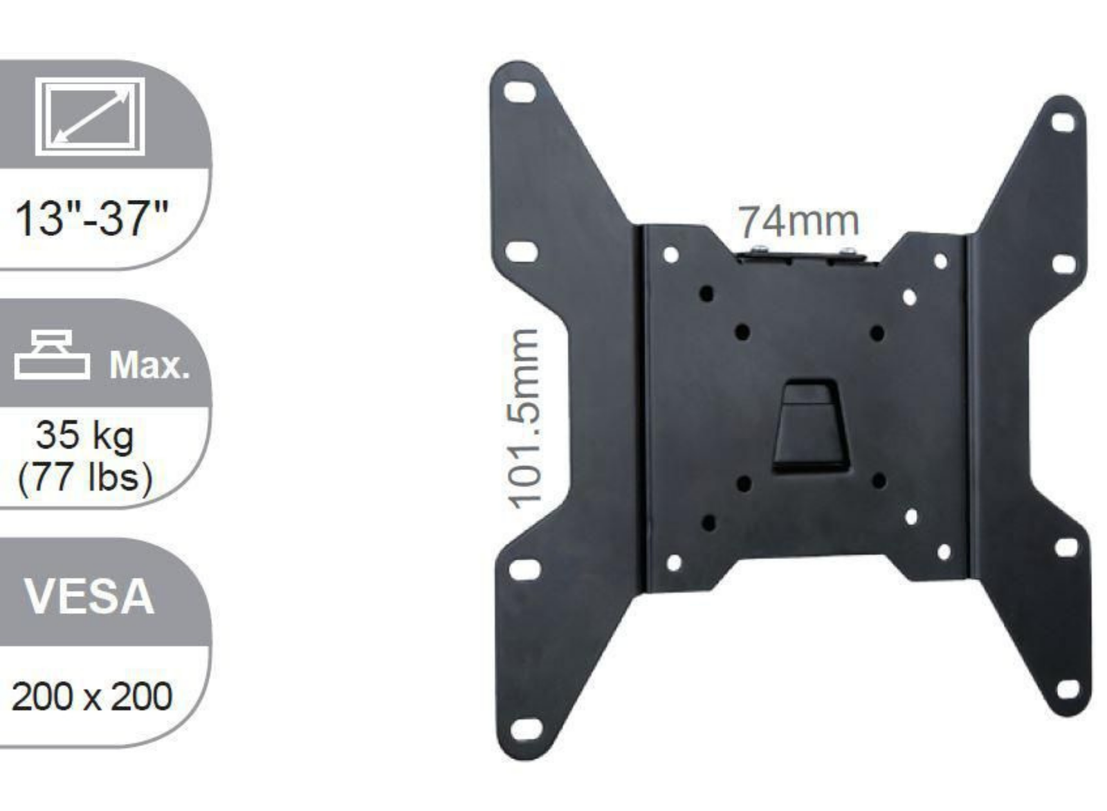 Vivolink Pro Small Fixed Wall Mount, For 13"-37" Screens, Max 35 kg | VLMW1337 Wall Mount Bracket Vivolink