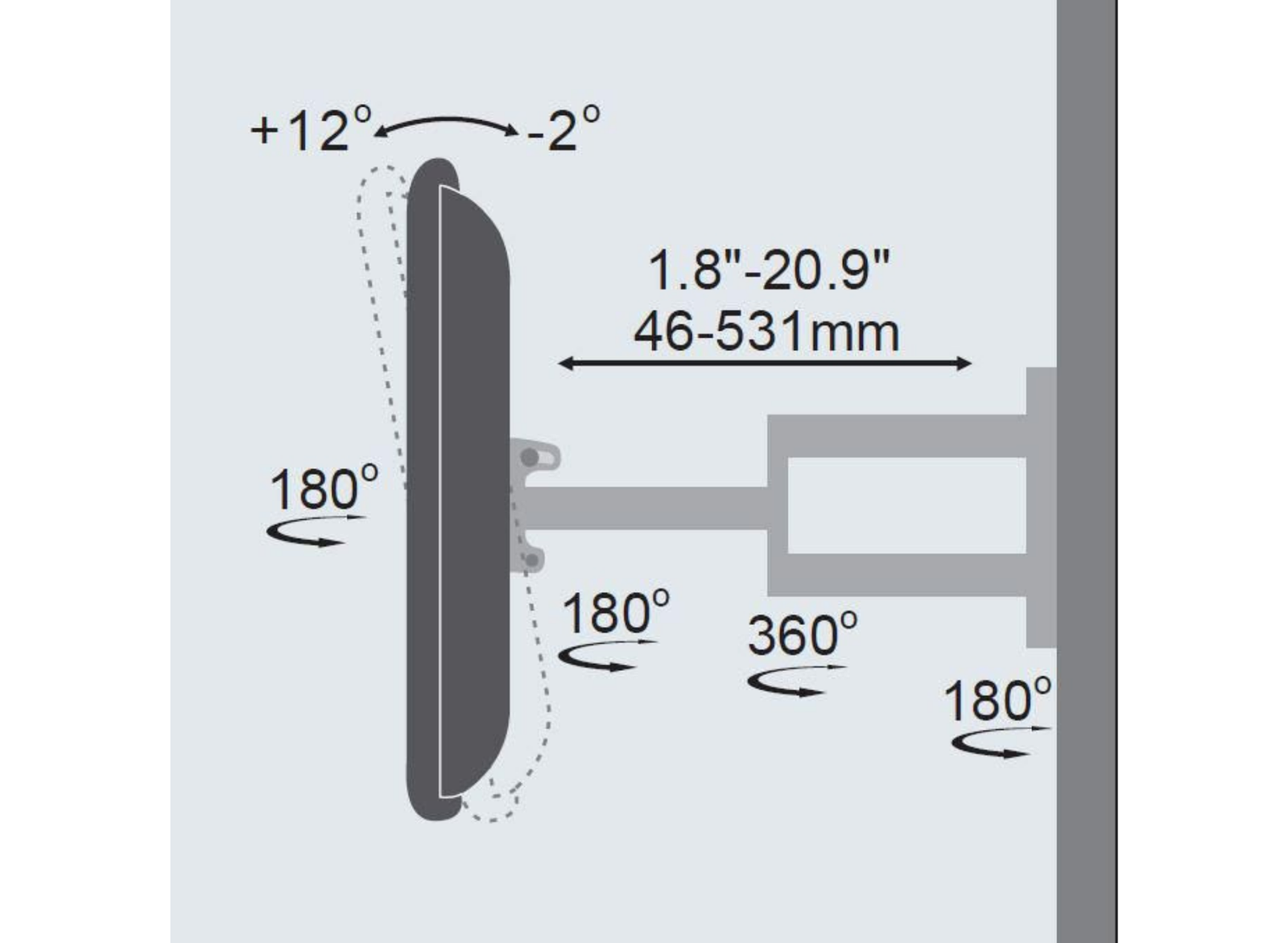 Vivolink Pro Medium Wall Mount with Arm For Up To 55" Screens | VLMW2355A Wall Mount Bracket Vivolink
